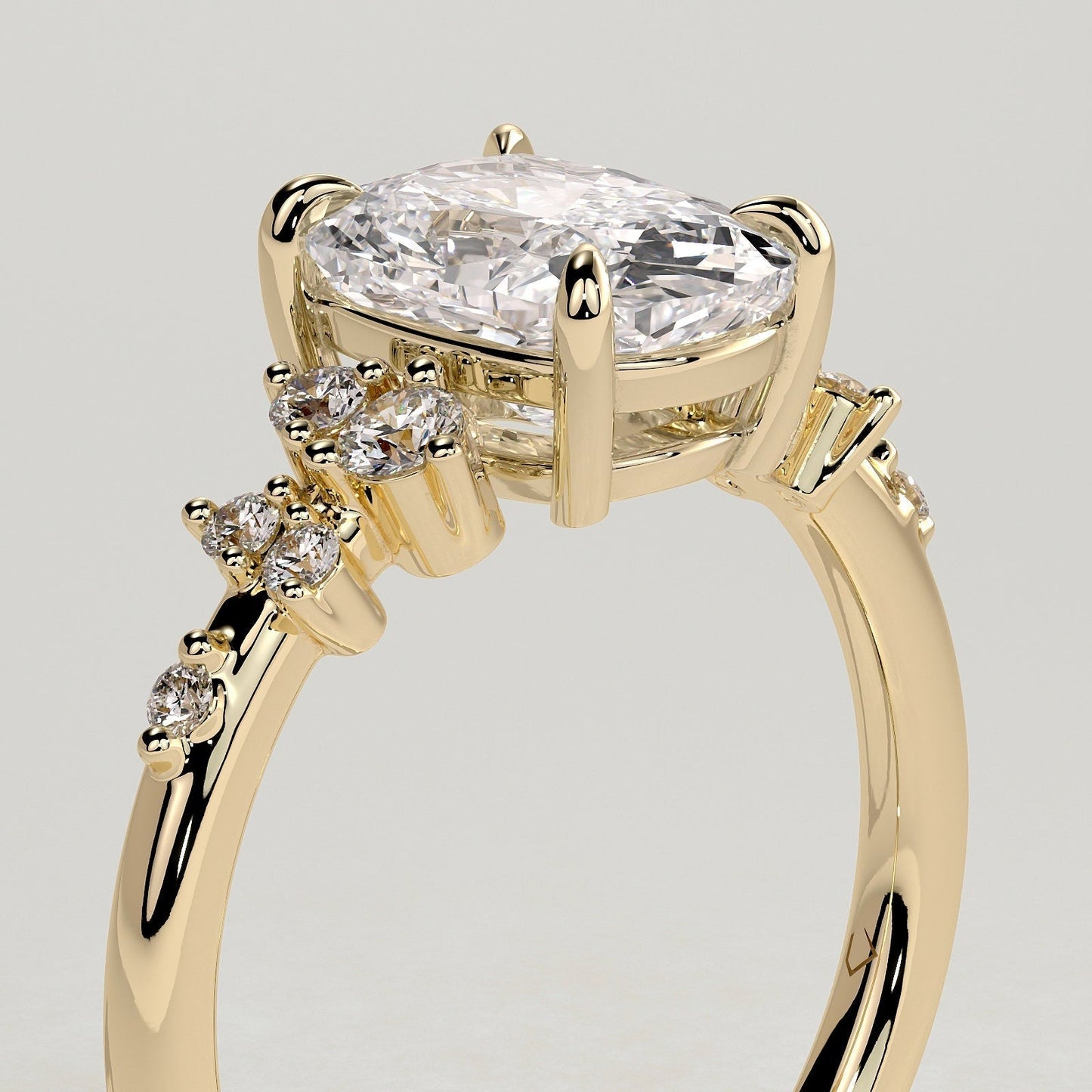2 CT Elongated Cushion Cluster Moissanite Engagement Ring