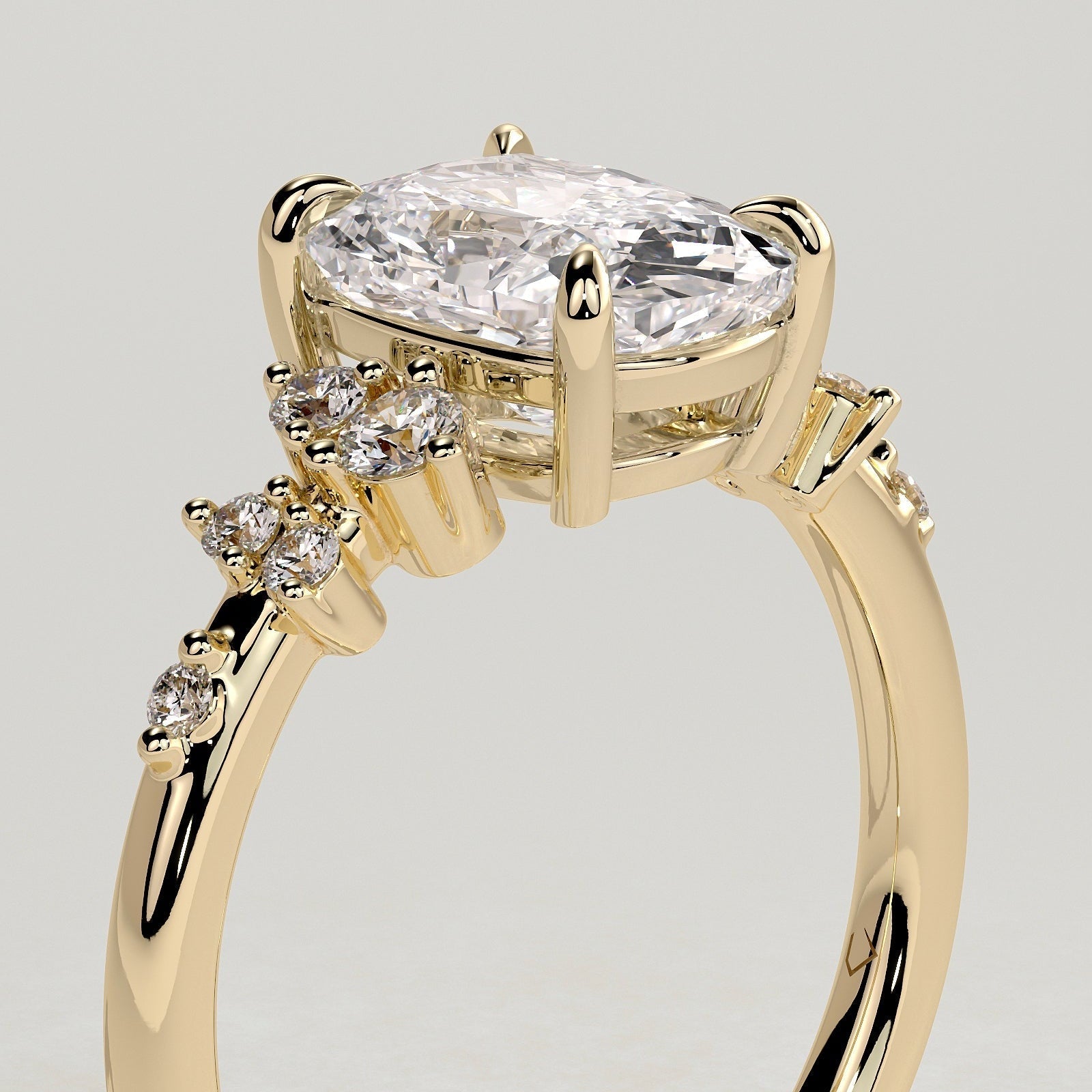 2 CT Elongated Cushion Cluster Moissanite Engagement Ring