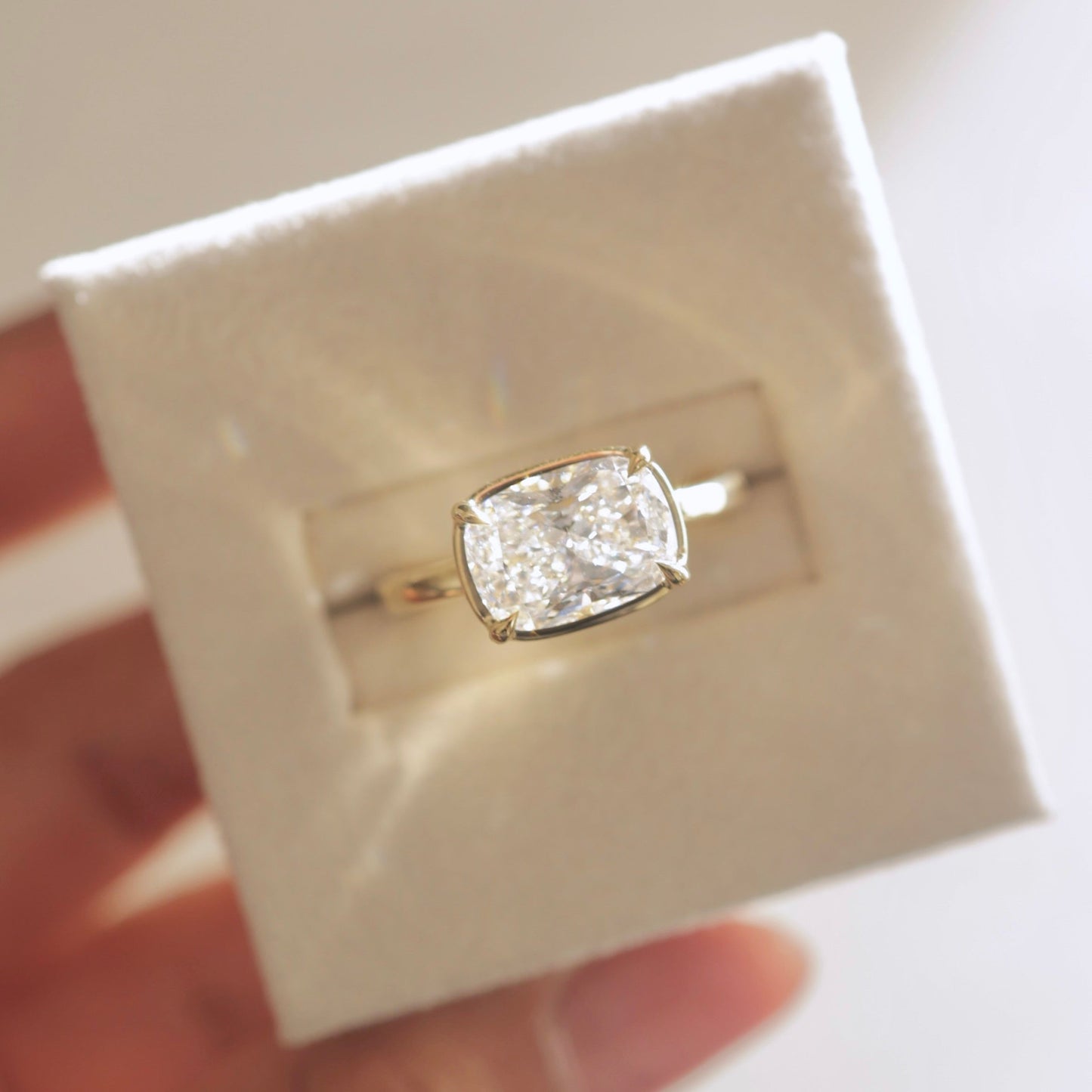 2 CT Elongated Cushion Solitaire Moissanite Engagement Ring