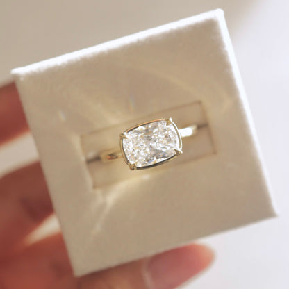 2 CT Elongated Cushion Solitaire Moissanite Engagement Ring