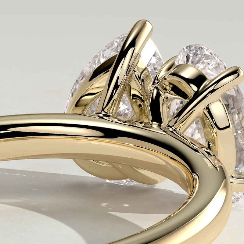 1 CT Pear Toi et Moi Moissanite Engagement Ring