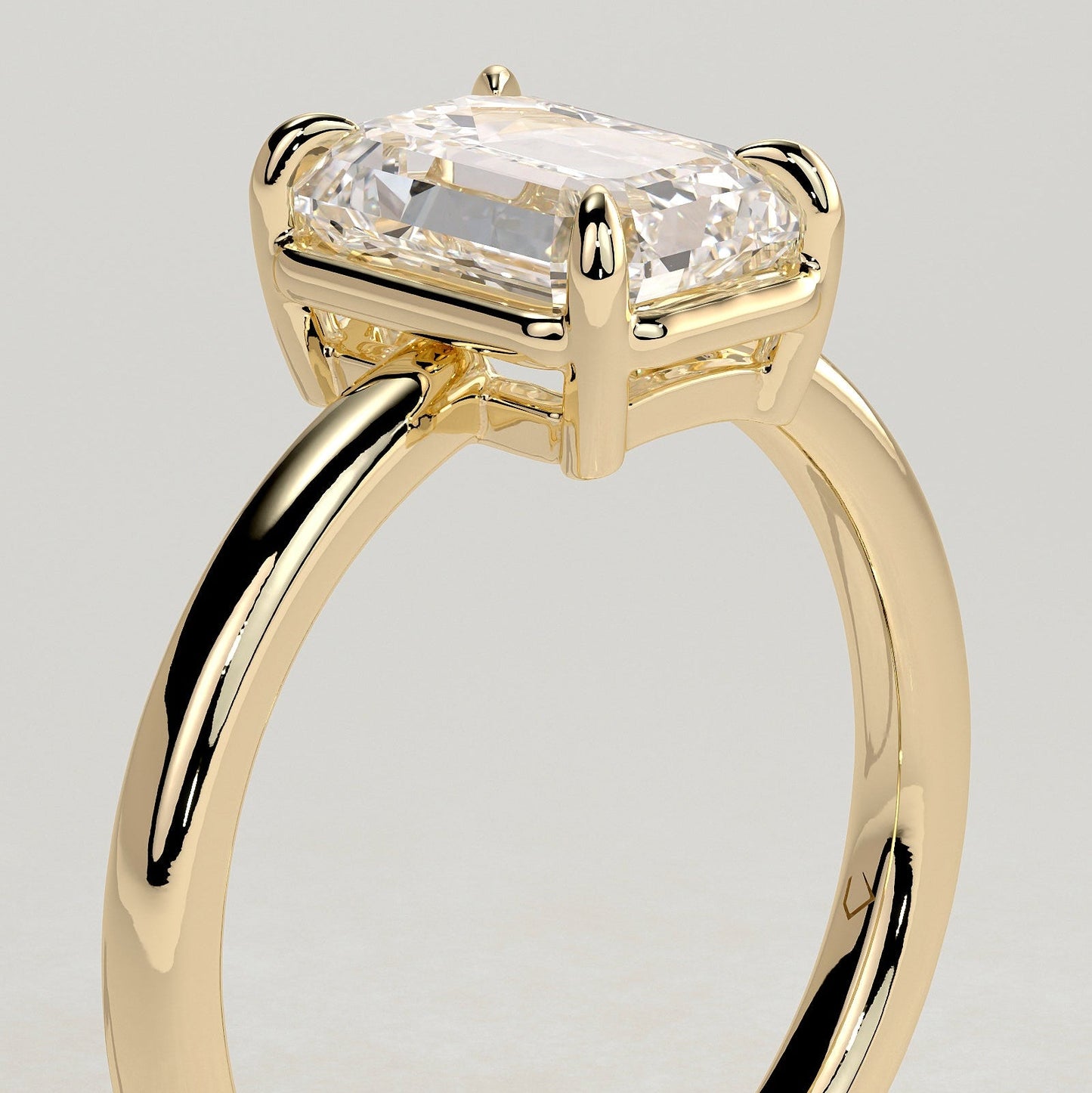 2 CT Emerald Bezel Solitaire Moissanite Engagement Ring