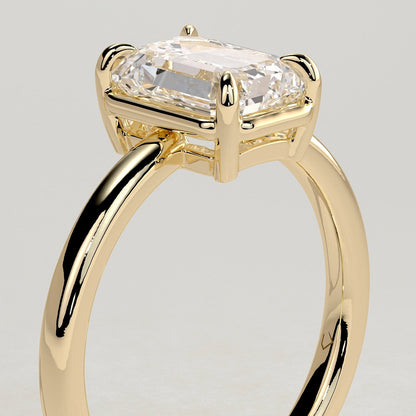 2 CT Emerald Bezel Solitaire Moissanite Engagement Ring