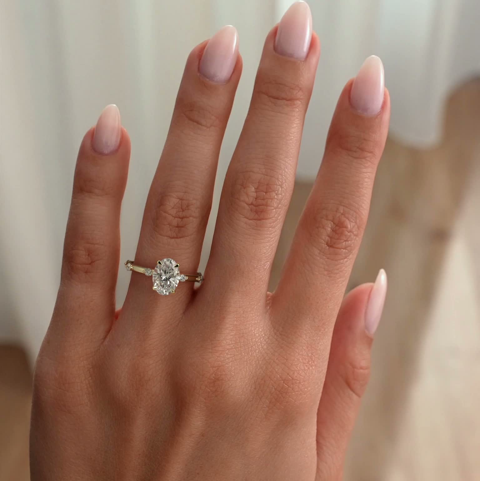 2 CT Oval Hidden Halo & Dainty Pave Moissanite Engagement Ring