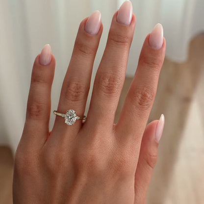 2 CT Oval Hidden Halo & Dainty Pave Moissanite Engagement Ring