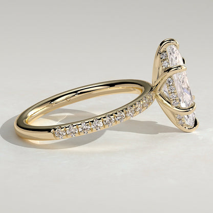 2 CT Marquise Pave Moissanite Engagement Ring