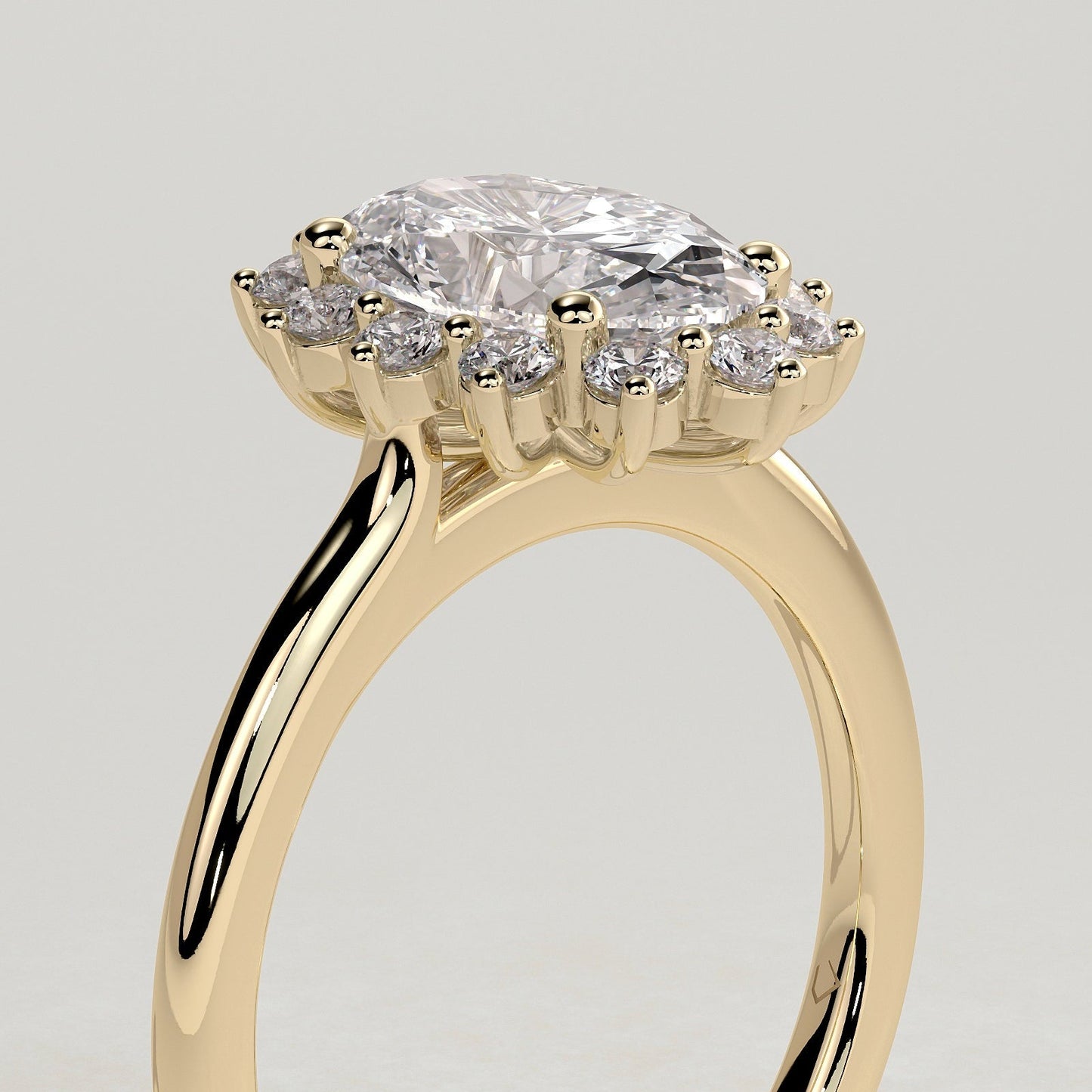 2 CT Oval Halo Moissanite Engagement Ring