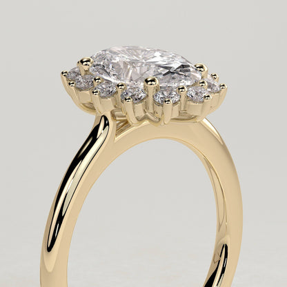 2 CT Oval Halo Moissanite Engagement Ring