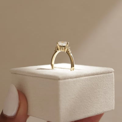 2 CT Princess Cluster Moissanite Engagement Ring
