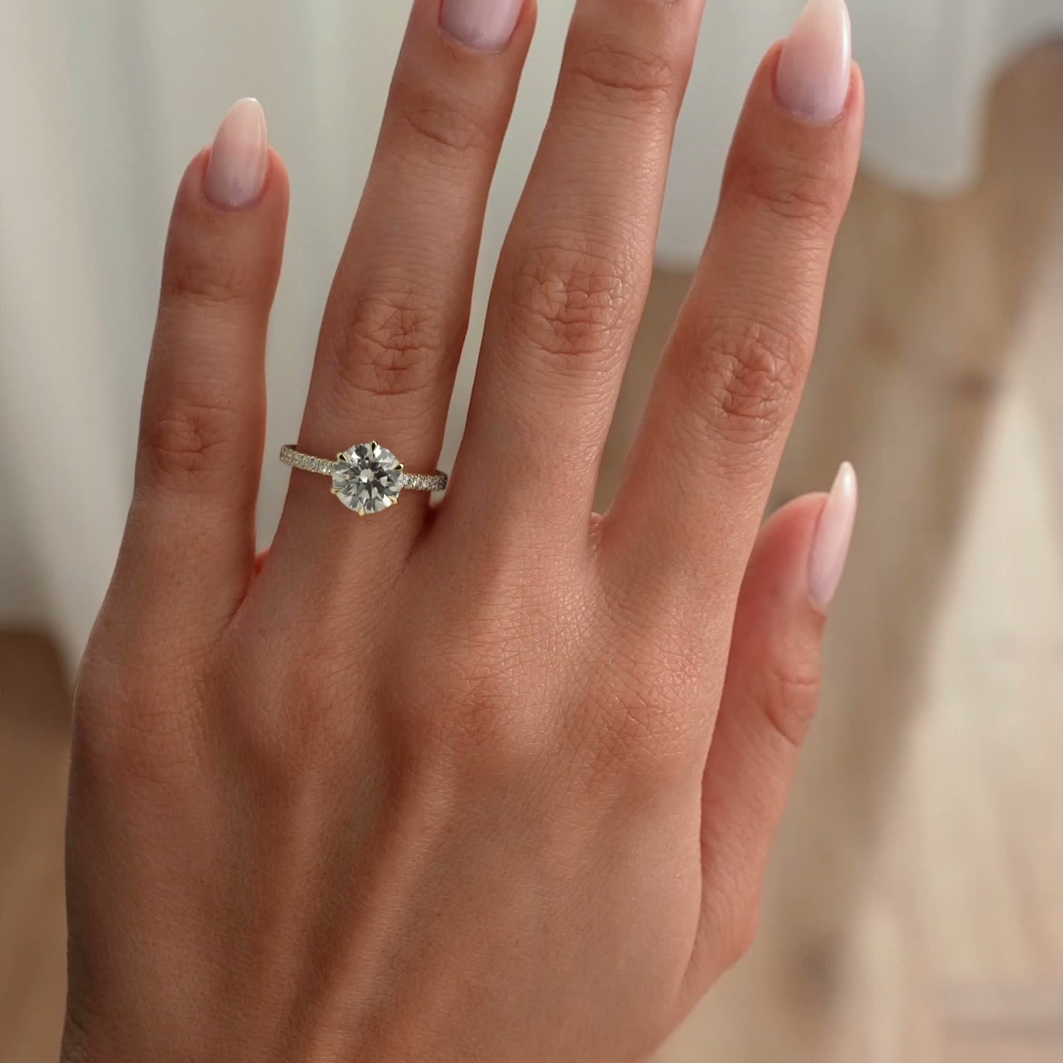 2 CT Round Pave Moissanite Engagement Ring