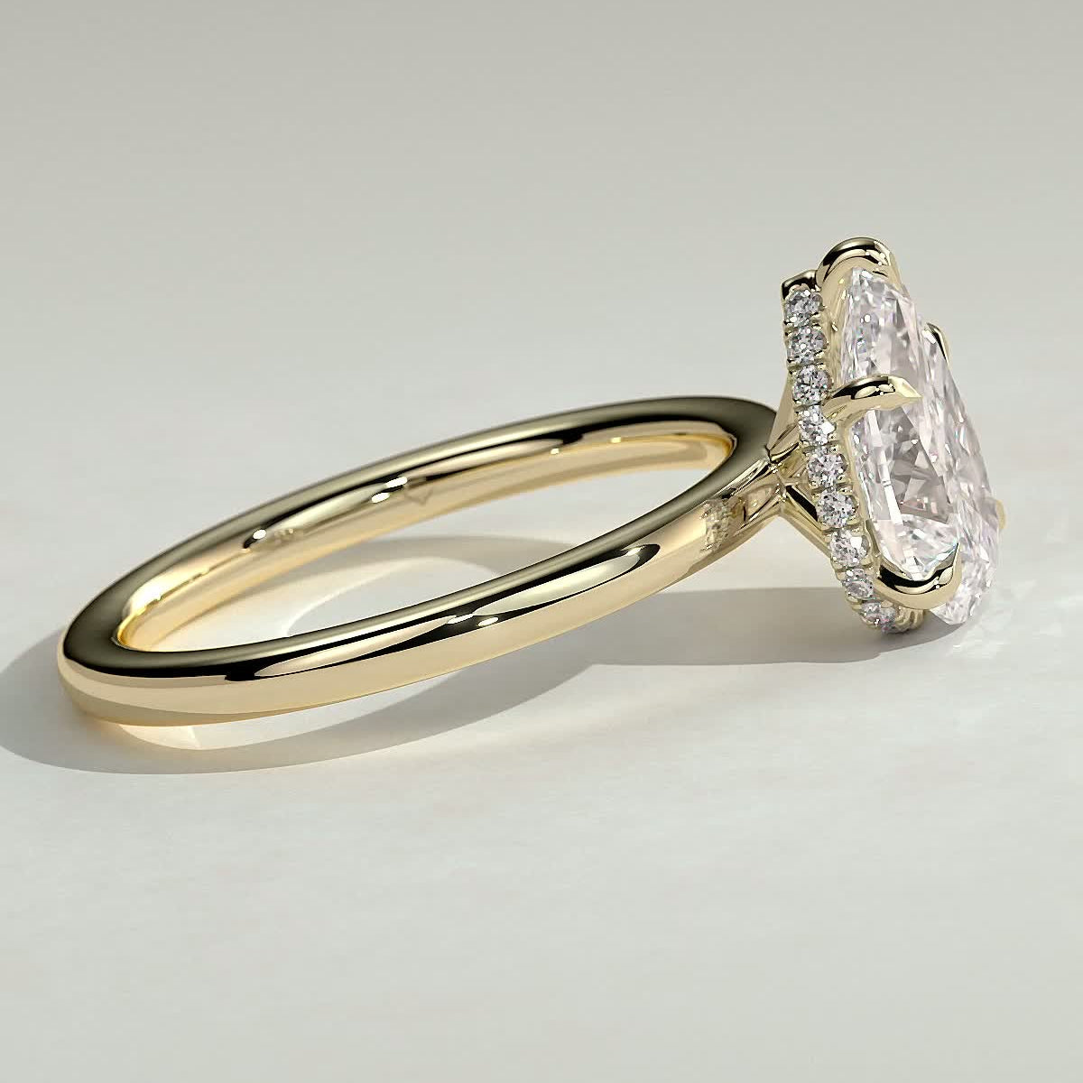 2 CT Pear Hidden Halo Moissanite Engagement Ring