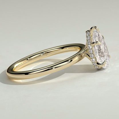 2 CT Pear Hidden Halo Moissanite Engagement Ring