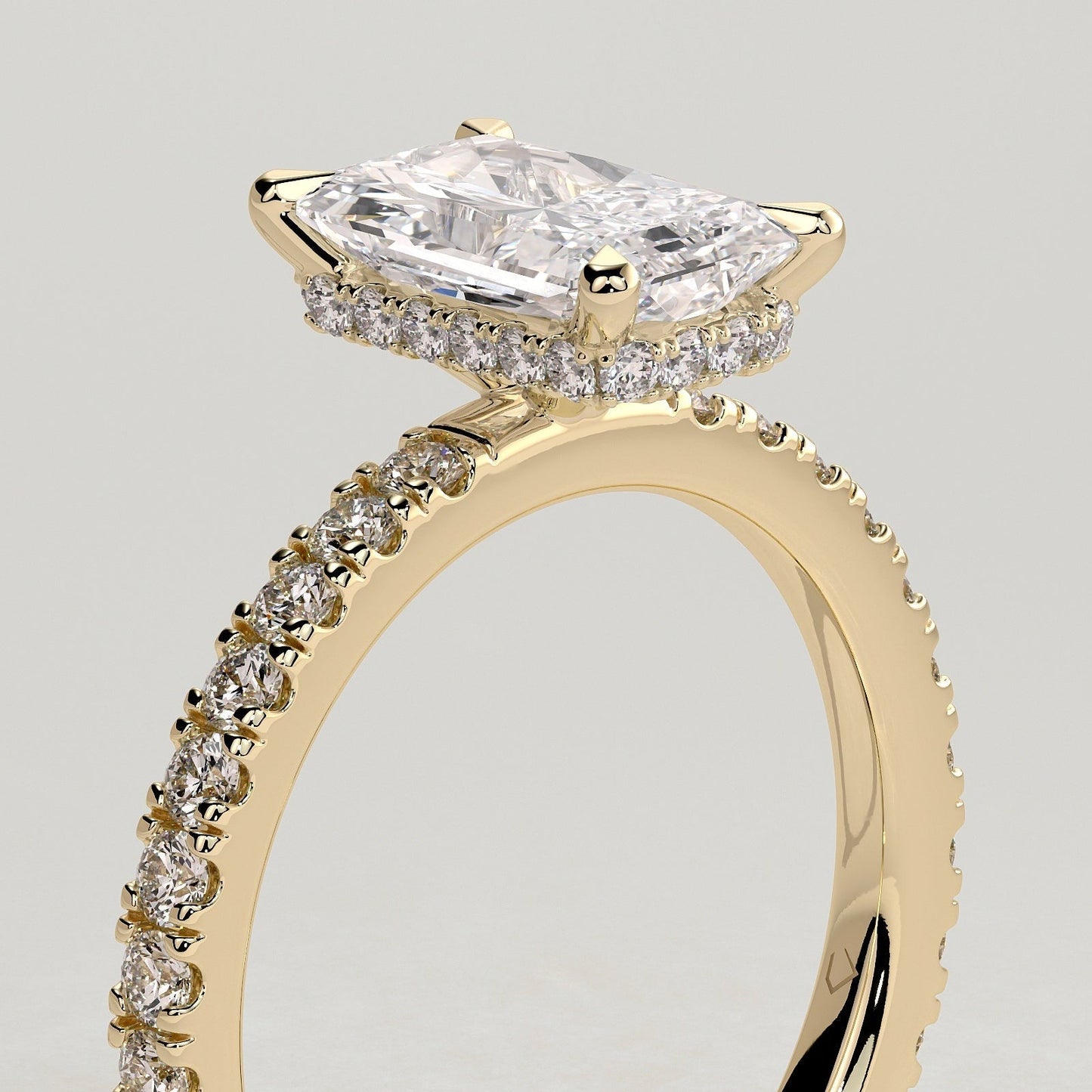 2 CT Radiant Pave Moissanite Engagement Ring