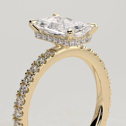 2 CT Radiant Pave Moissanite Engagement Ring
