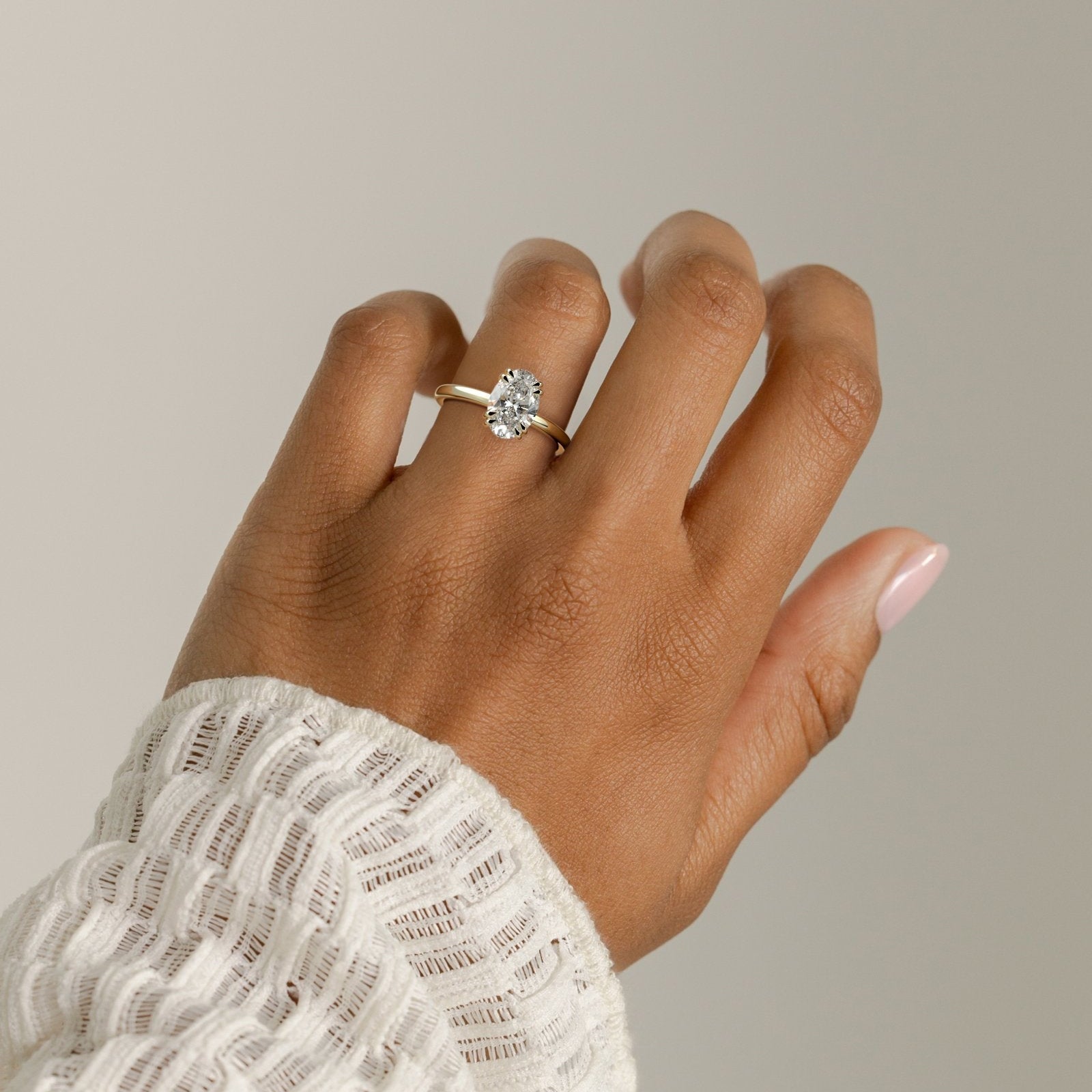 2 CT Oval Hidden Halo Moissanite Engagement Ring