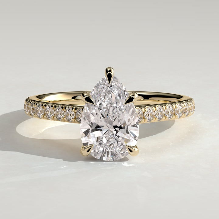 2 CT Pear Pave Moissanite Engagement Ring