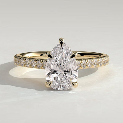 2 CT Pear Pave Moissanite Engagement Ring