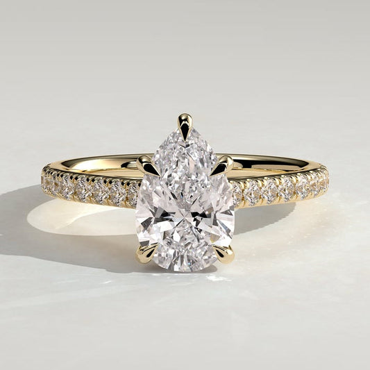 2 CT Pear Pave Moissanite Engagement Ring