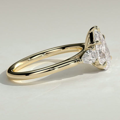 2 CT Pear Trilogy Three Stone Moissanite Engagement Ring