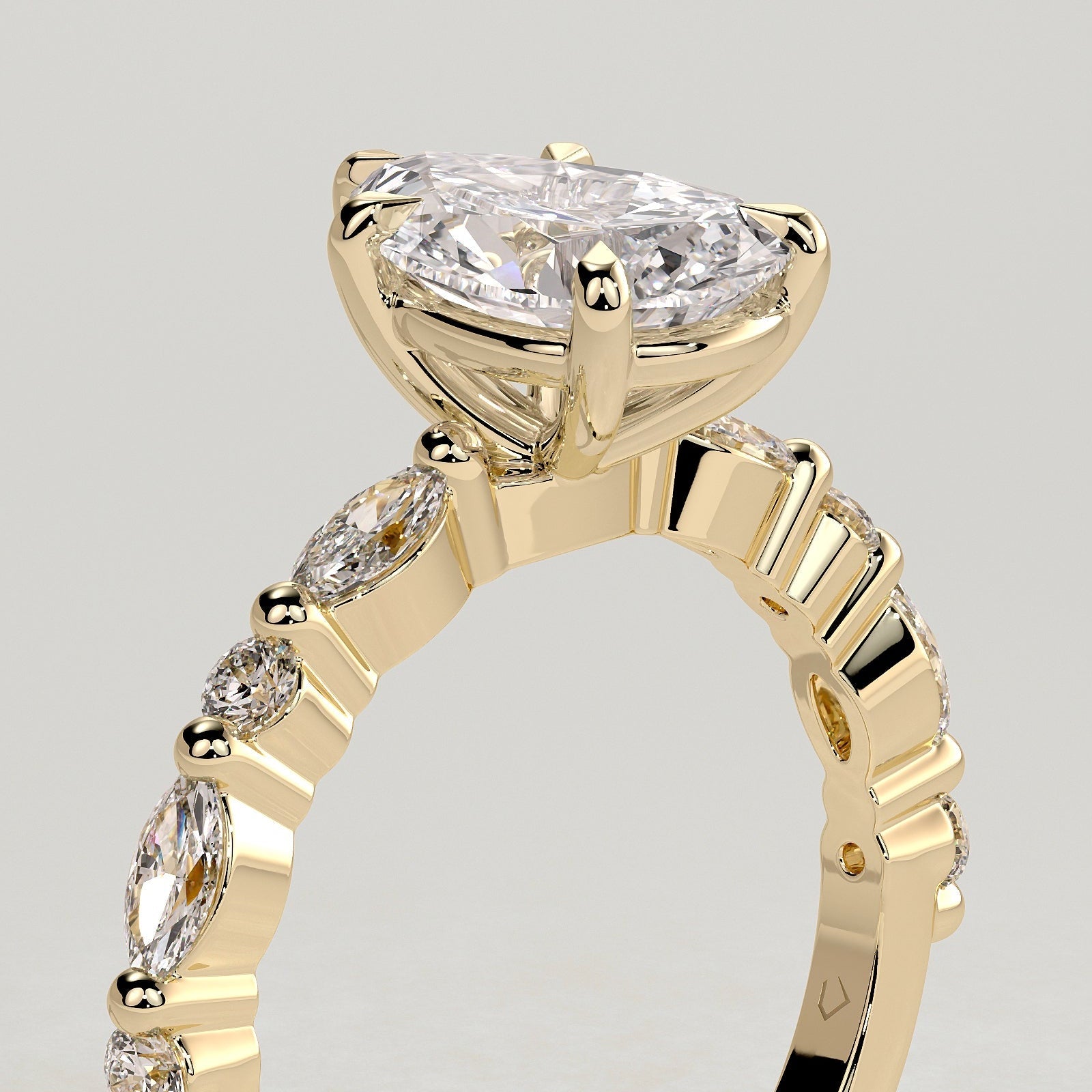 2 CT Pear Dainty Pave Moissanite Engagement Ring