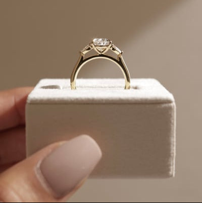 2 CT Pear Trilogy Three Stone Moissanite Engagement Ring
