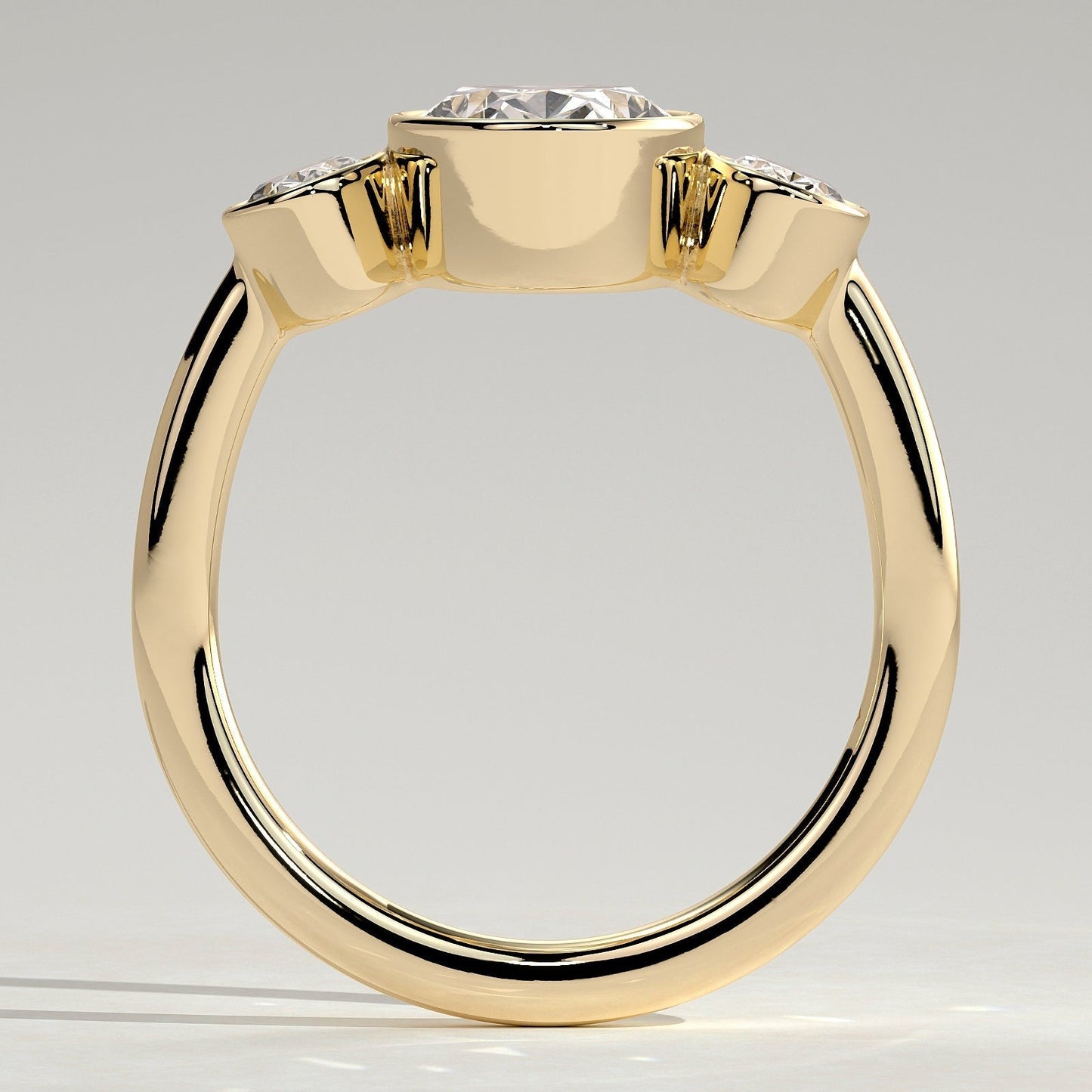 2 CT Oval Trilogy Three Stone Bezel Moissanite Engagement Ring