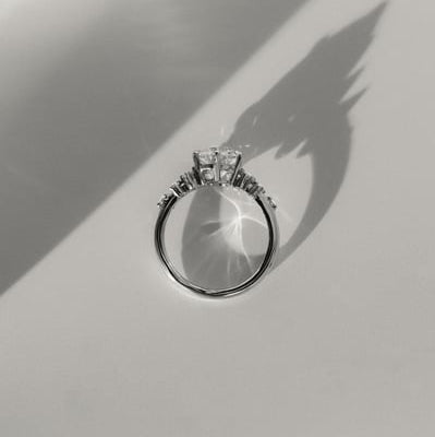 2 CT Round Cluster Moissanite Engagement Ring
