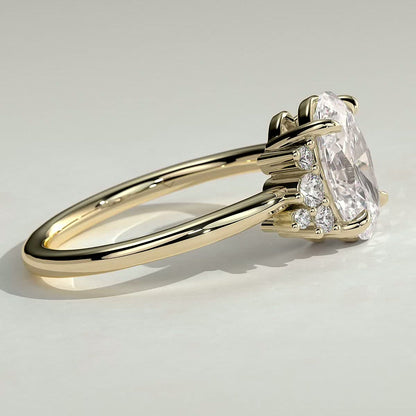 2 CT Oval Cluster Moissanite Engagement Ring