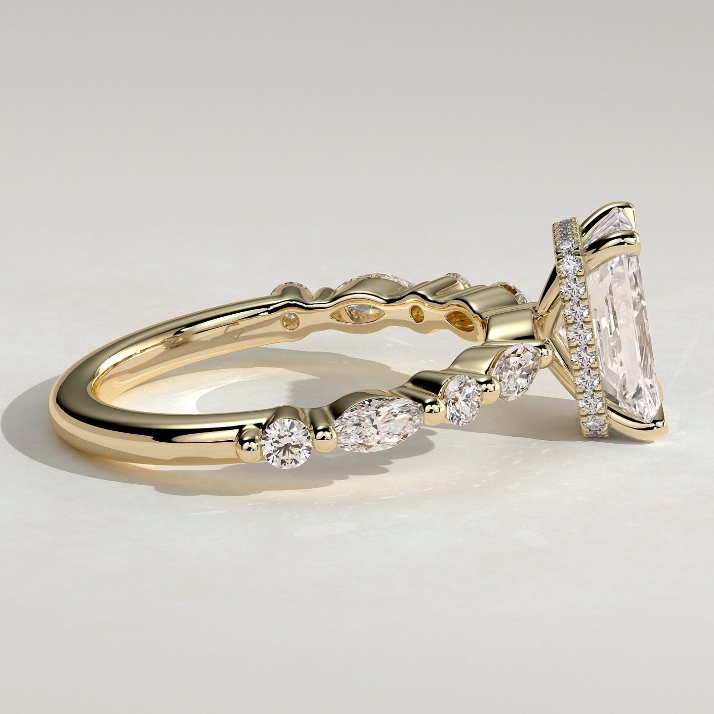 2 CT Radiant Hidden Halo & Pave Moissanite Engagement Ring