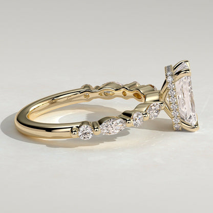 2 CT Radiant Hidden Halo & Pave Moissanite Engagement Ring