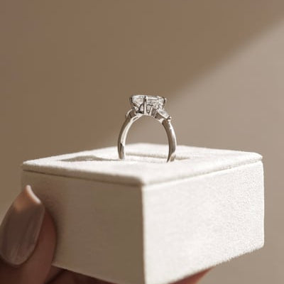 2 CT Emerald Cluster Side Stone Moissanite Engagement Ring