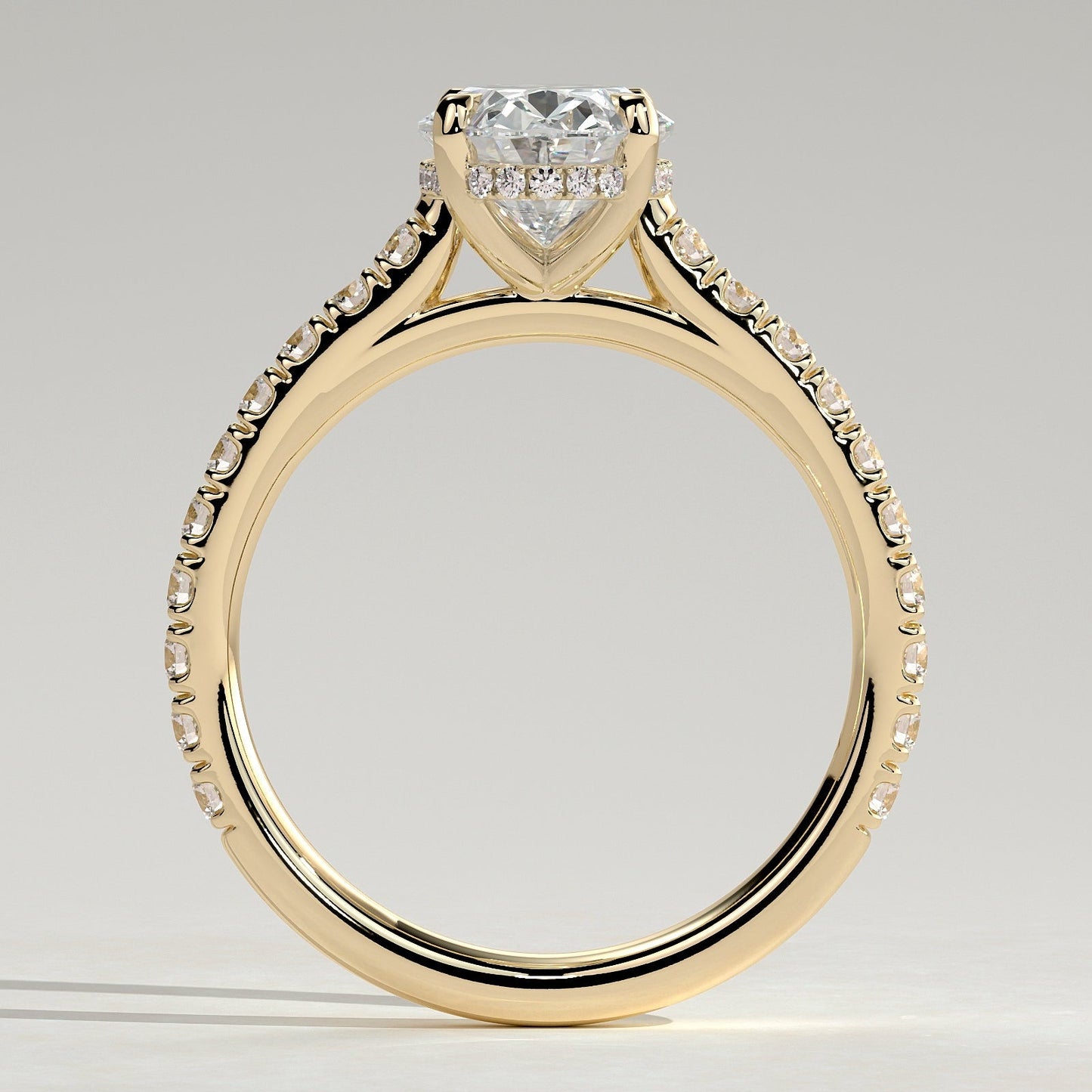 2 CT Oval Hidden Halo & Pave Moissanite Engagement Ring