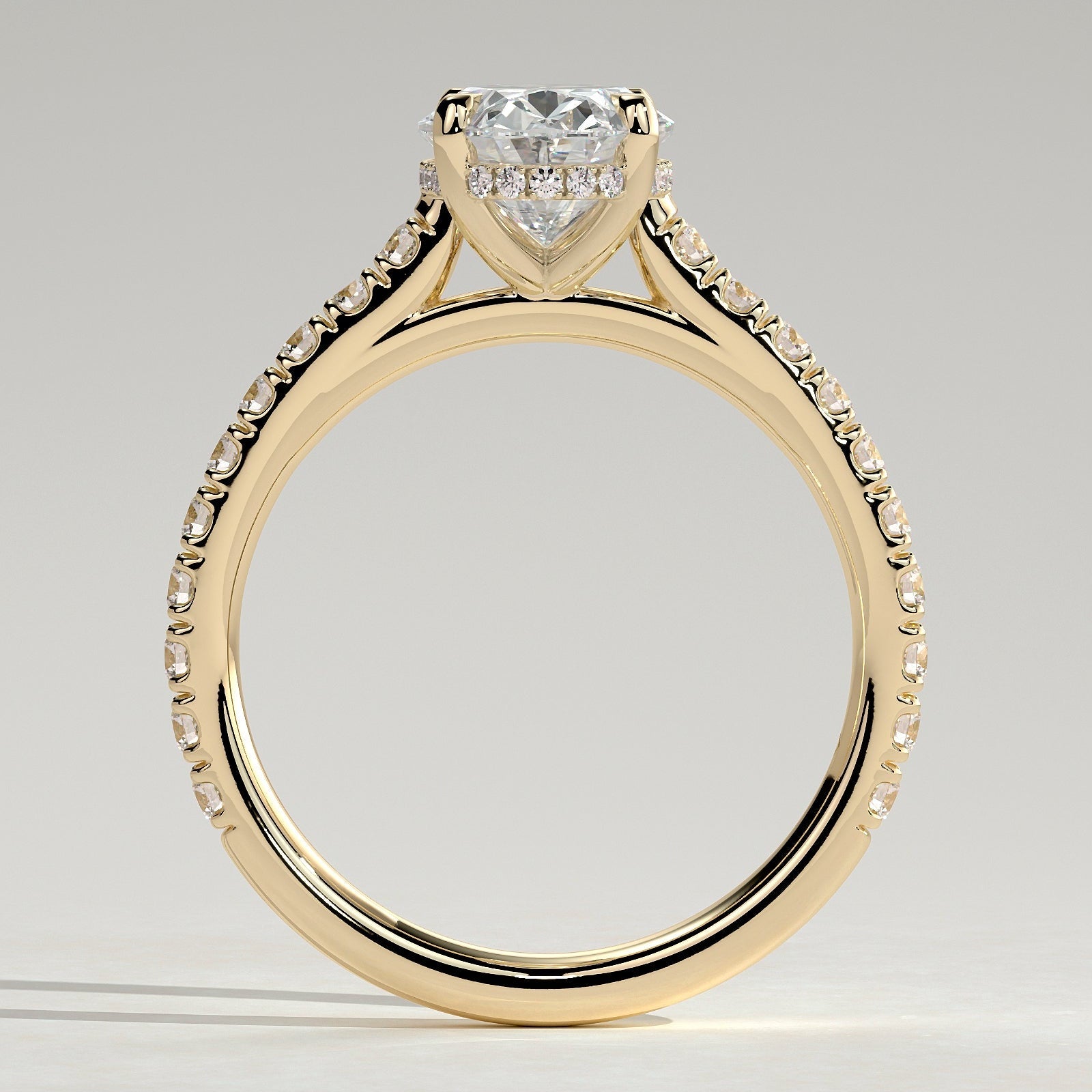 2 CT Oval Hidden Halo & Pave Moissanite Engagement Ring