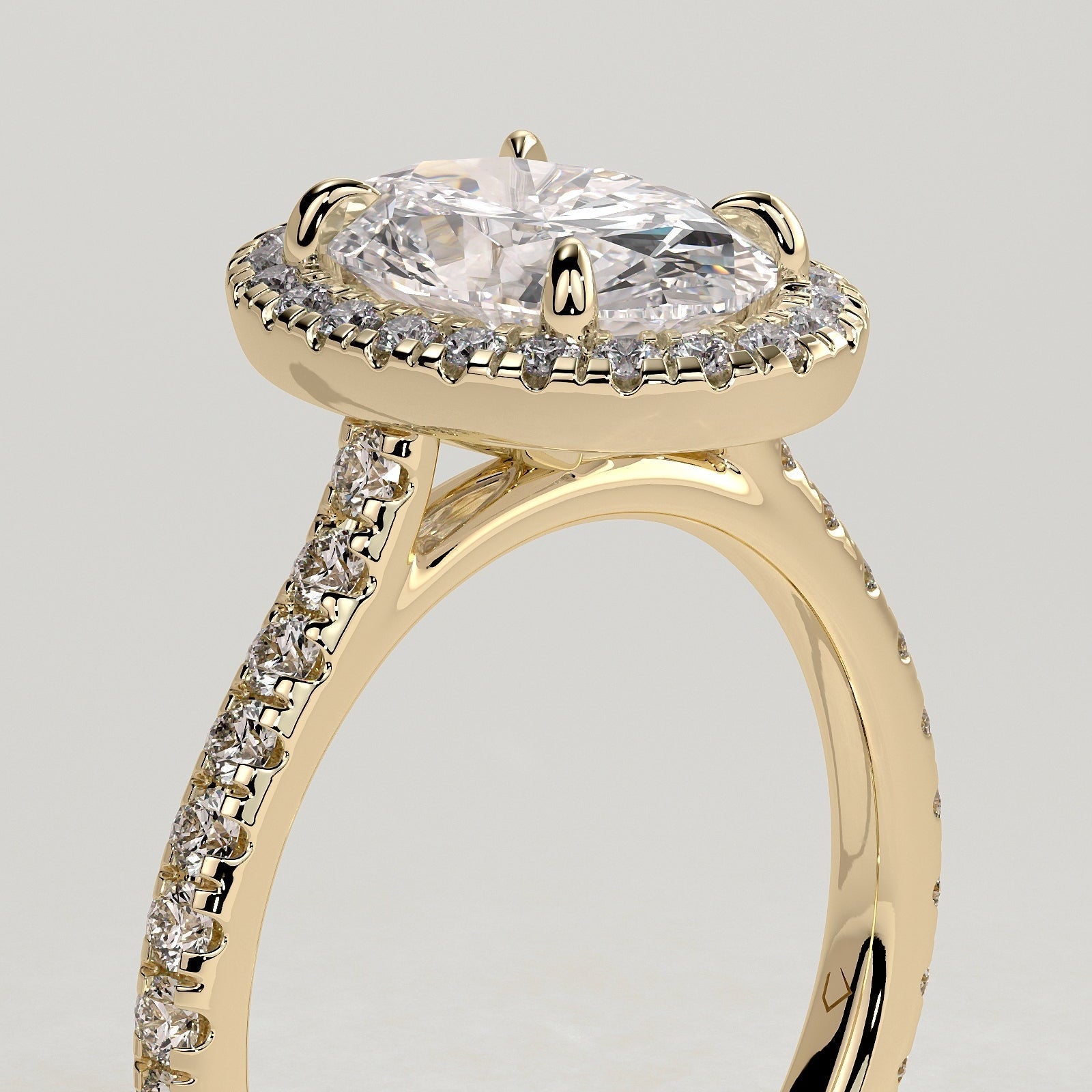 2 CT Oval Halo & Pave Moissanite Engagement Ring