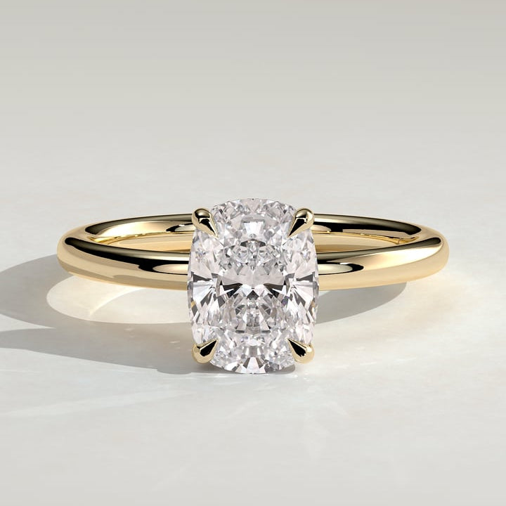 2 CT Elongated Cushion Hidden Halo Moissanite Engagement Ring