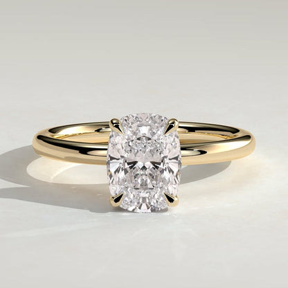 2 CT Elongated Cushion Hidden Halo Moissanite Engagement Ring