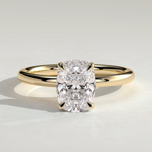 2 CT Elongated Cushion Hidden Halo Moissanite Engagement Ring