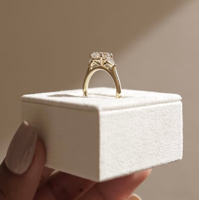 2 CT Pear Trilogy Three Stone Moissanite Engagement Ring