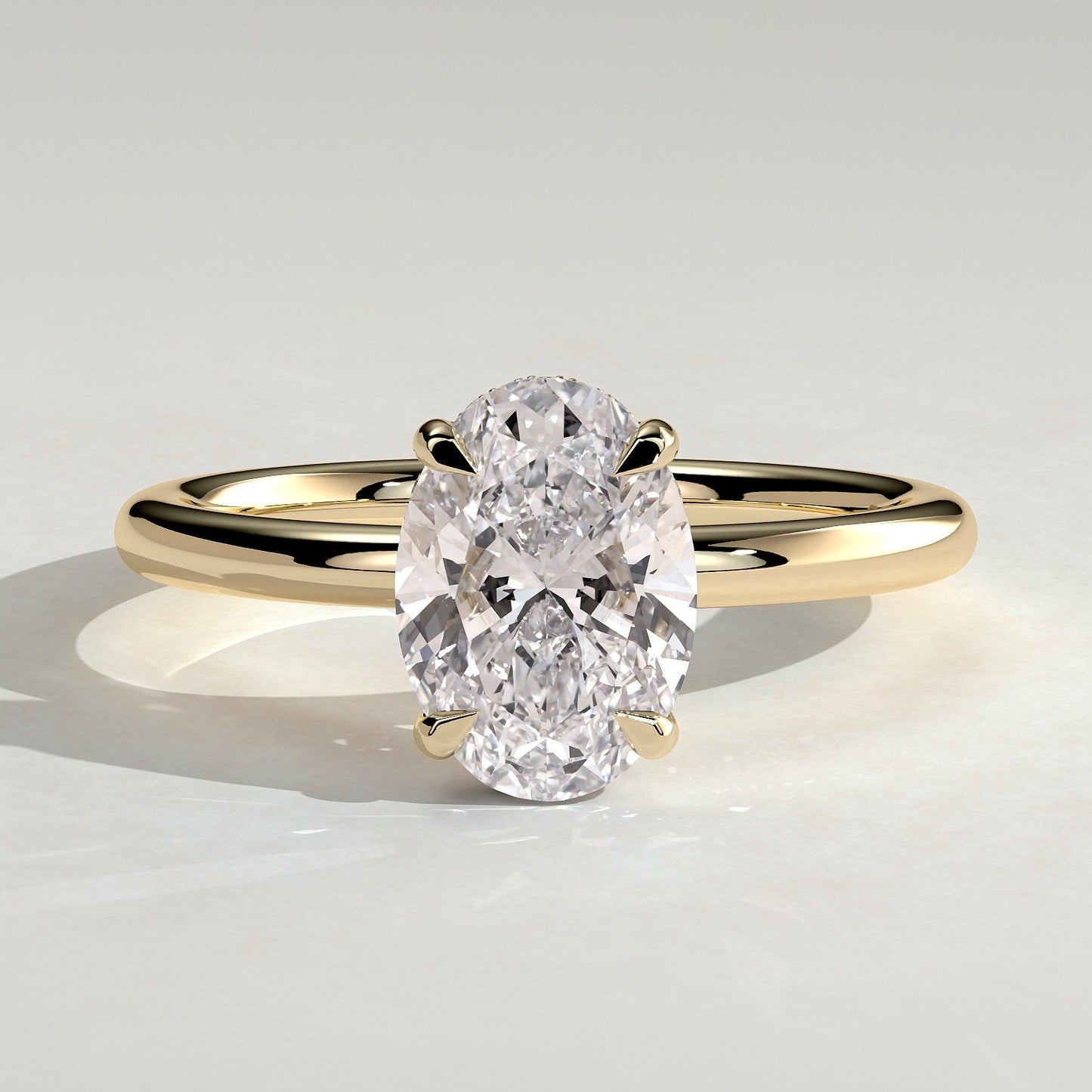2 CT Oval Hidden Halo Moissanite Engagement Ring