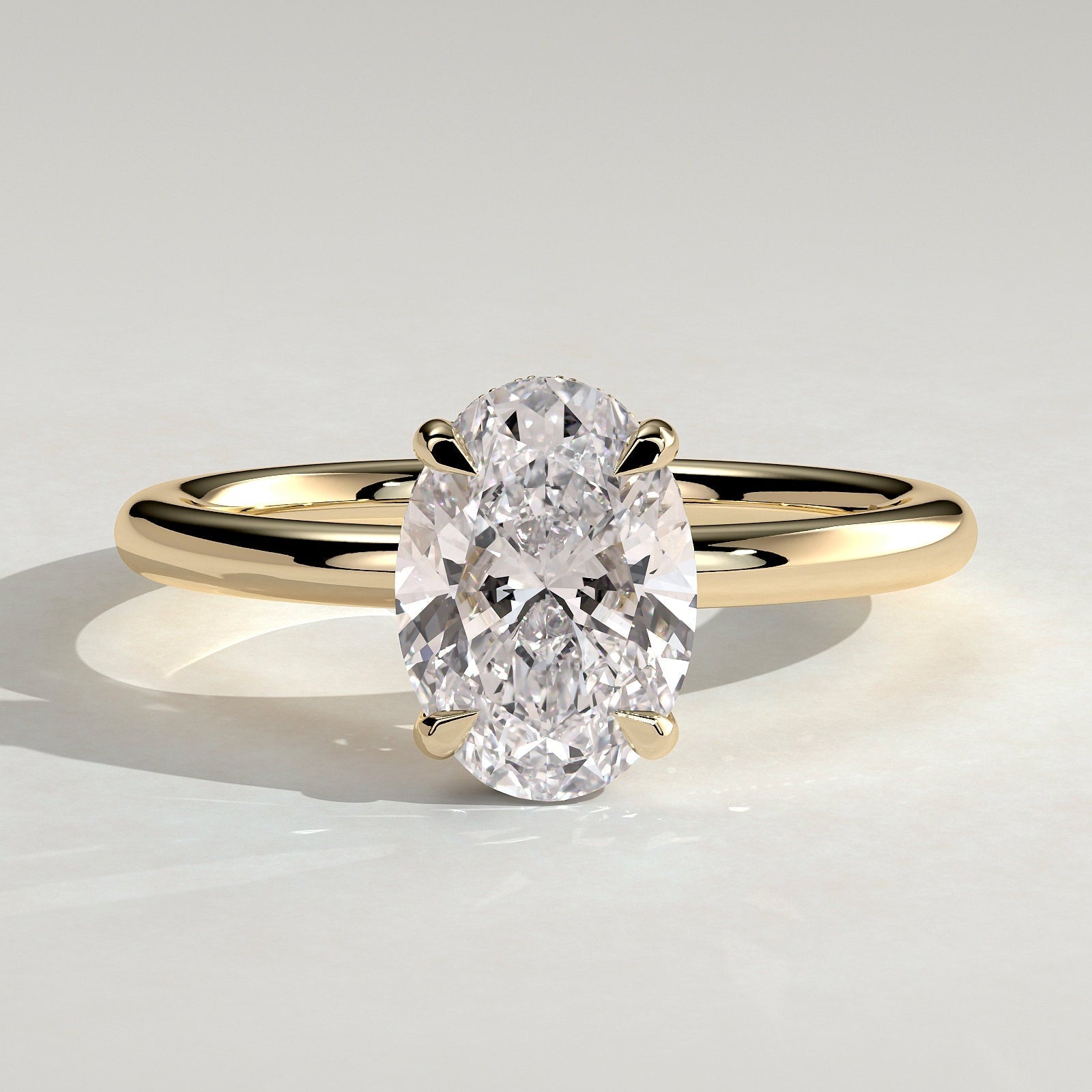 2 CT Oval Hidden Halo Moissanite Engagement Ring