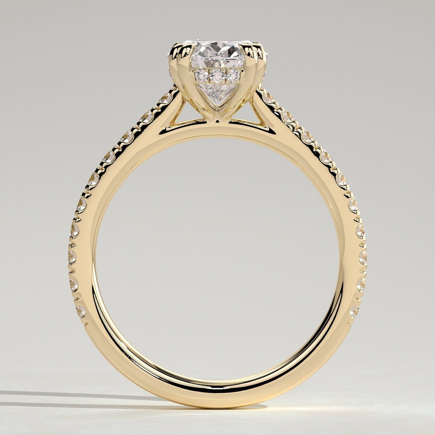 2 CT Oval Pave Moissanite Engagement Ring