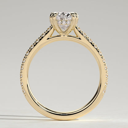 2 CT Oval Pave Moissanite Engagement Ring