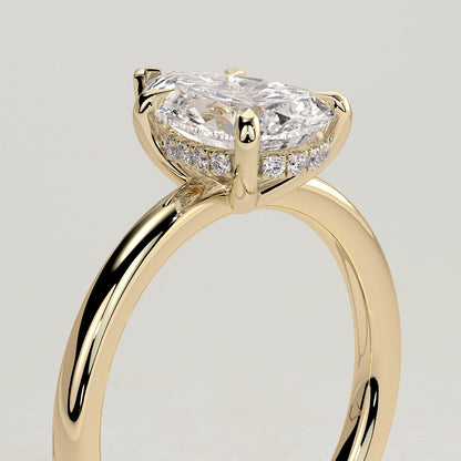 2 CT Pear Hidden Halo Moissanite Engagement Ring