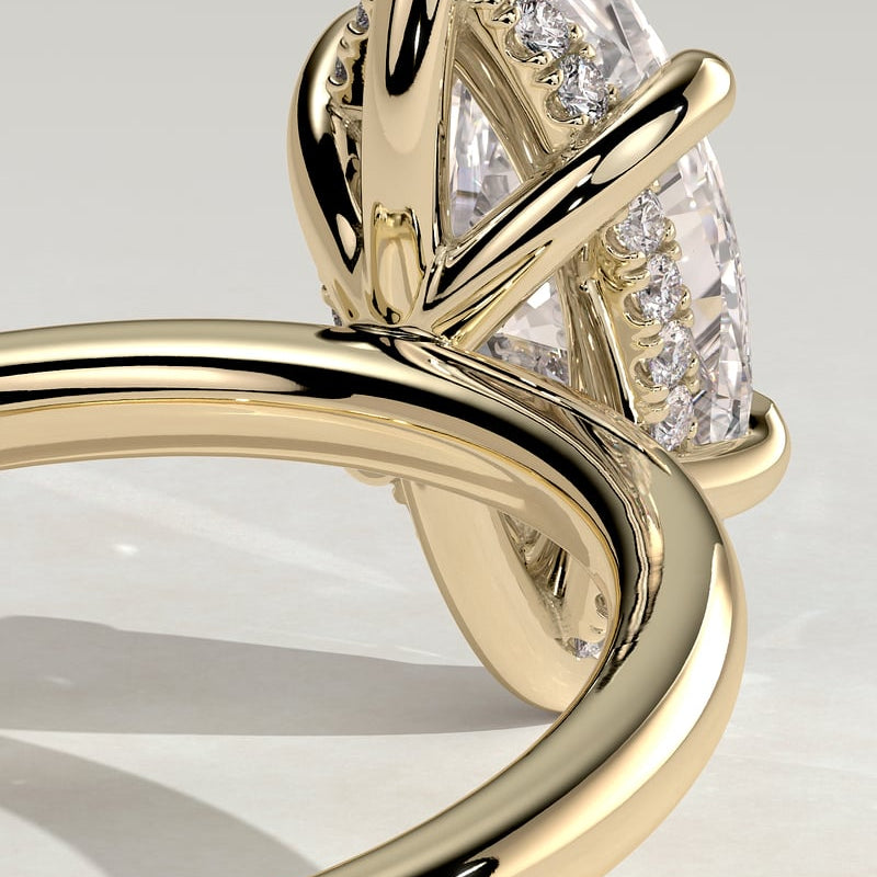 2 CT Marquise Hidden Halo Moissanite Engagement Ring