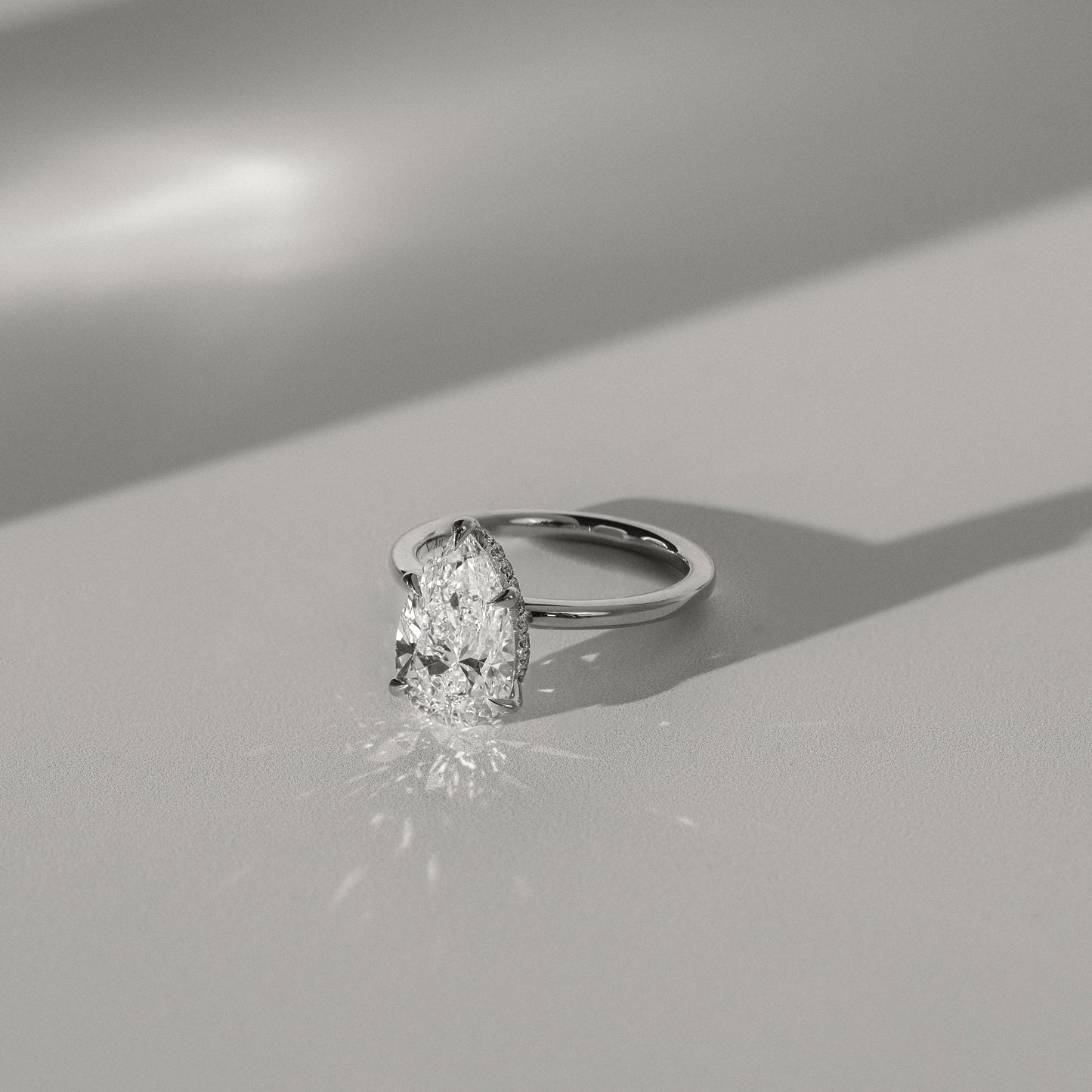 2 CT Pear Hidden Halo Moissanite Engagement Ring