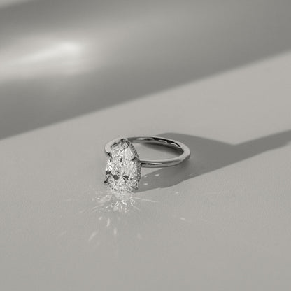 2 CT Pear Hidden Halo Moissanite Engagement Ring