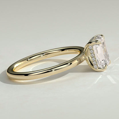 2 CT Emerald Hidden Halo Moissanite Engagement Ring