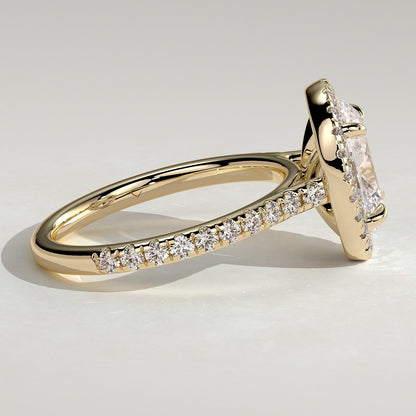 2 CT Oval Halo & Pave Moissanite Engagement Ring