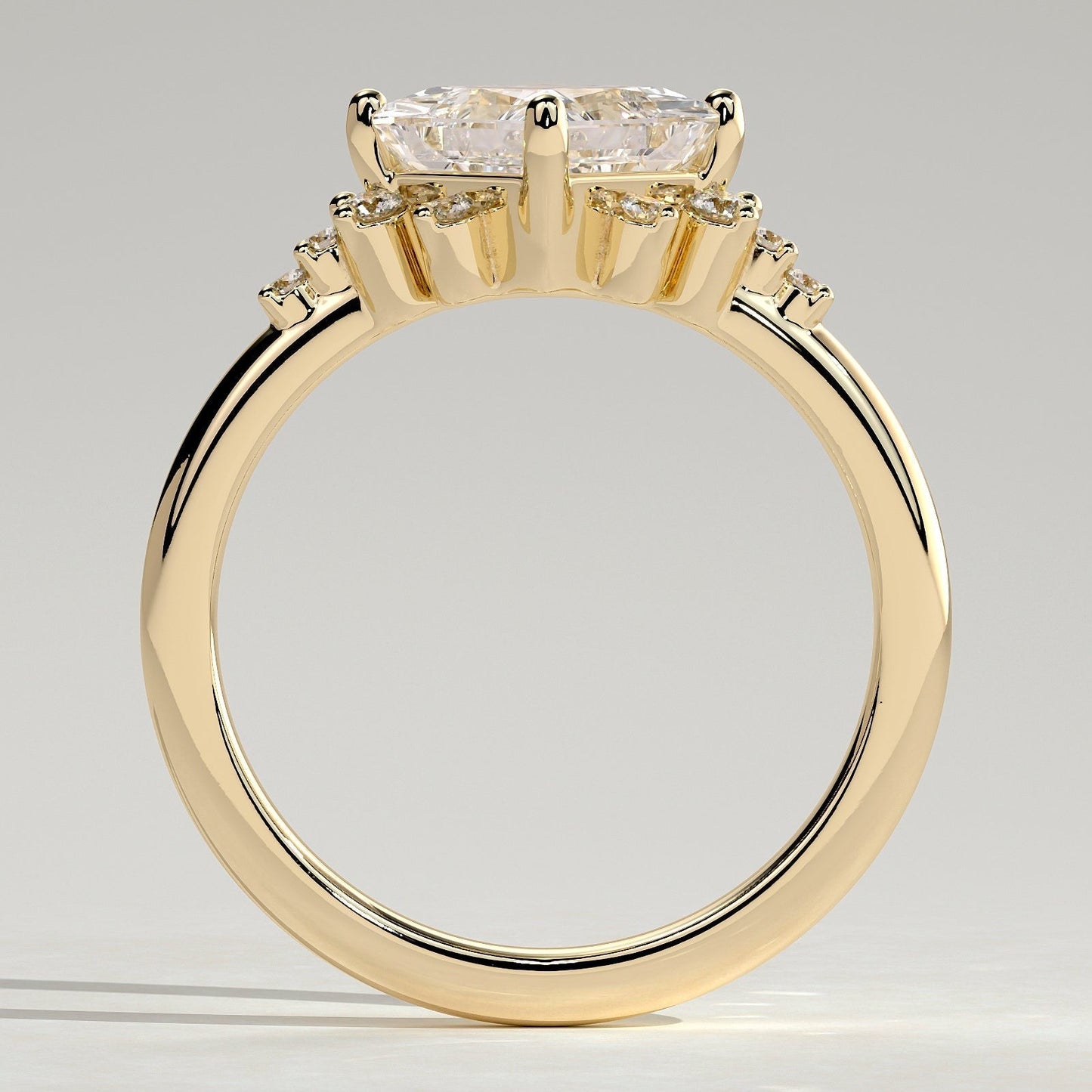 2 CT Princess Cluster Moissanite Engagement Ring