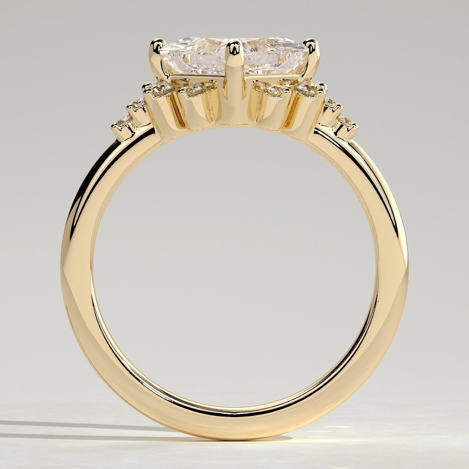 2 CT Princess Cluster Moissanite Engagement Ring